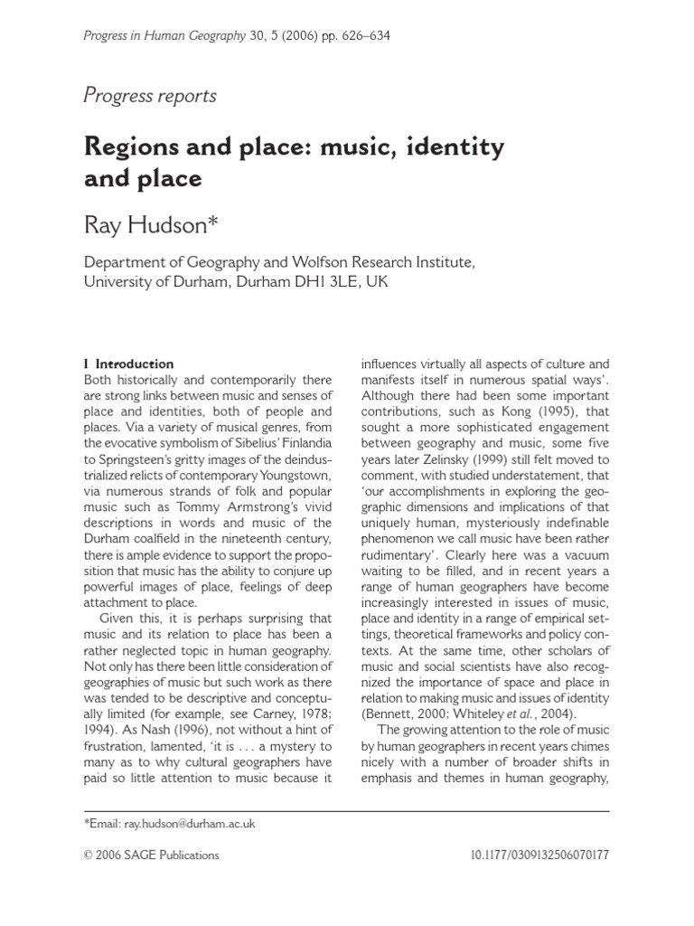 1 Regions and Place Music Identity and Place 音乐场域综述型文章 | PDF | Urban ...