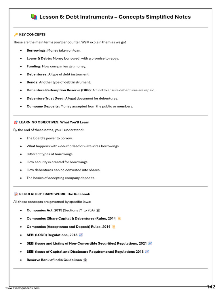 Debt Instrument Chp 6, Cl,, Cs Exam Squad | PDF | Securities (Finance ...
