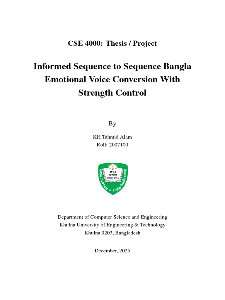 Bangla Emotional Voice Conversion Thesis | PDF | Speech Synthesis ...