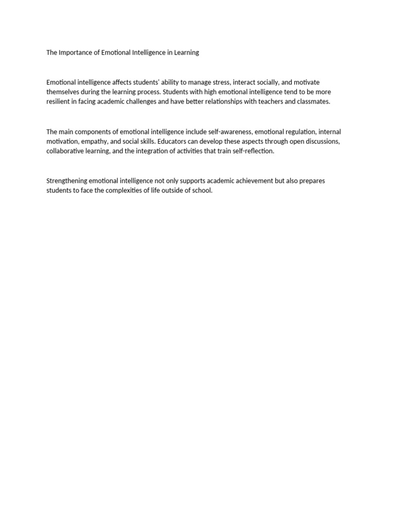 The Importance of Emotional Intelligence in Learning | PDF