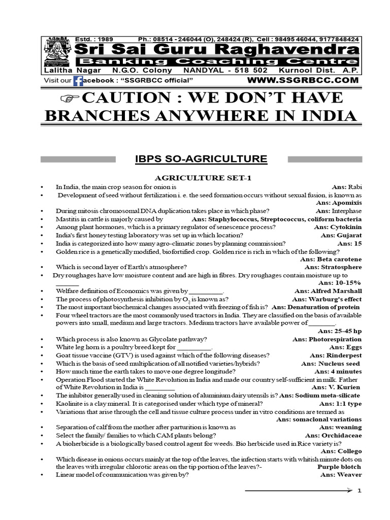 Agriculture Exam Questions and Answers | PDF | Agriculture | Soil