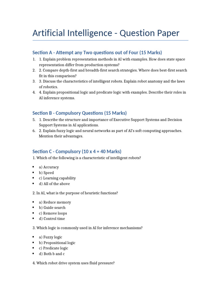 AI Question Paper: Concepts & Strategies | PDF