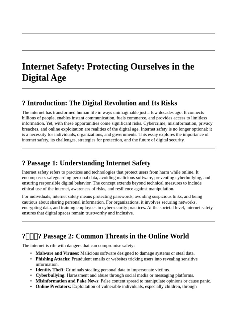 Internet Safety - Protecting Ourselves in the Digital Age | PDF ...