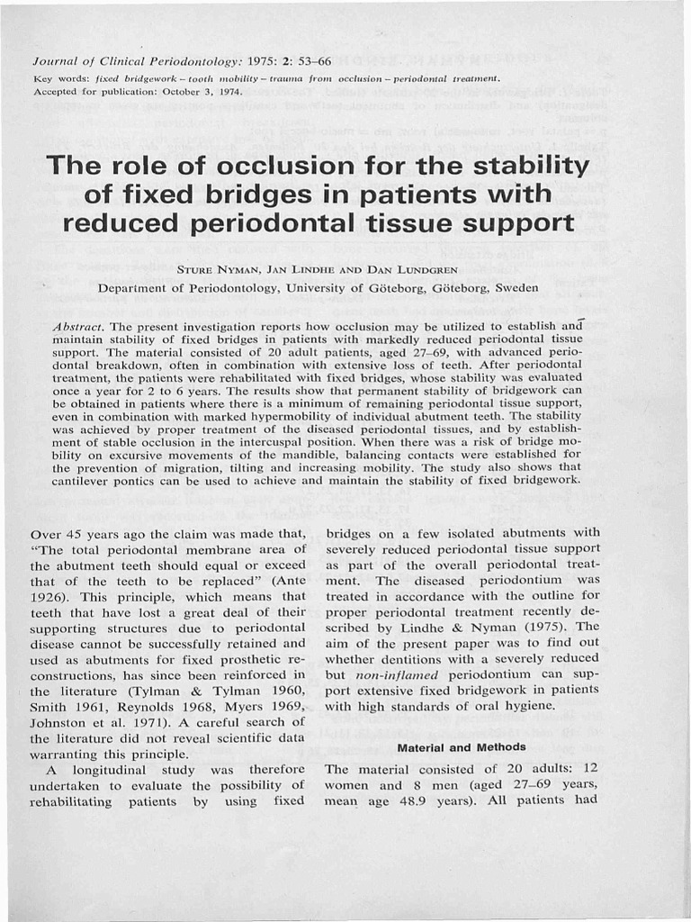 Occlusion's Role in Fixed Bridge Stability | PDF | Periodontology ...