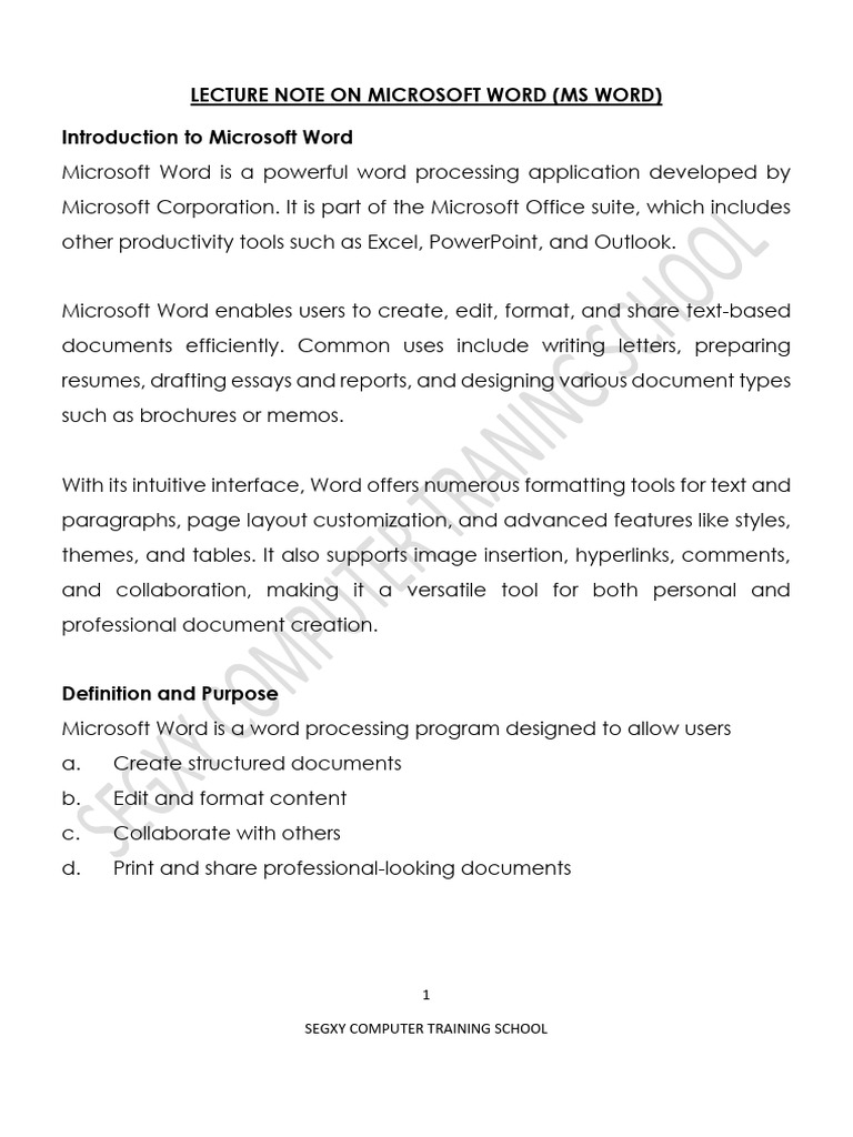 Microsoft Word Training Guide | PDF | Microsoft Word | Software