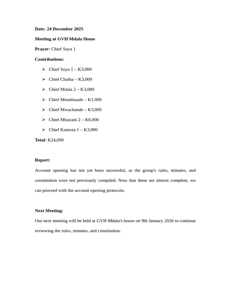 Michiru Chief's Minutes | PDF