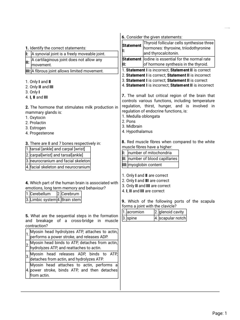 Human Physiology Test Questions | PDF | Axon | Neuron