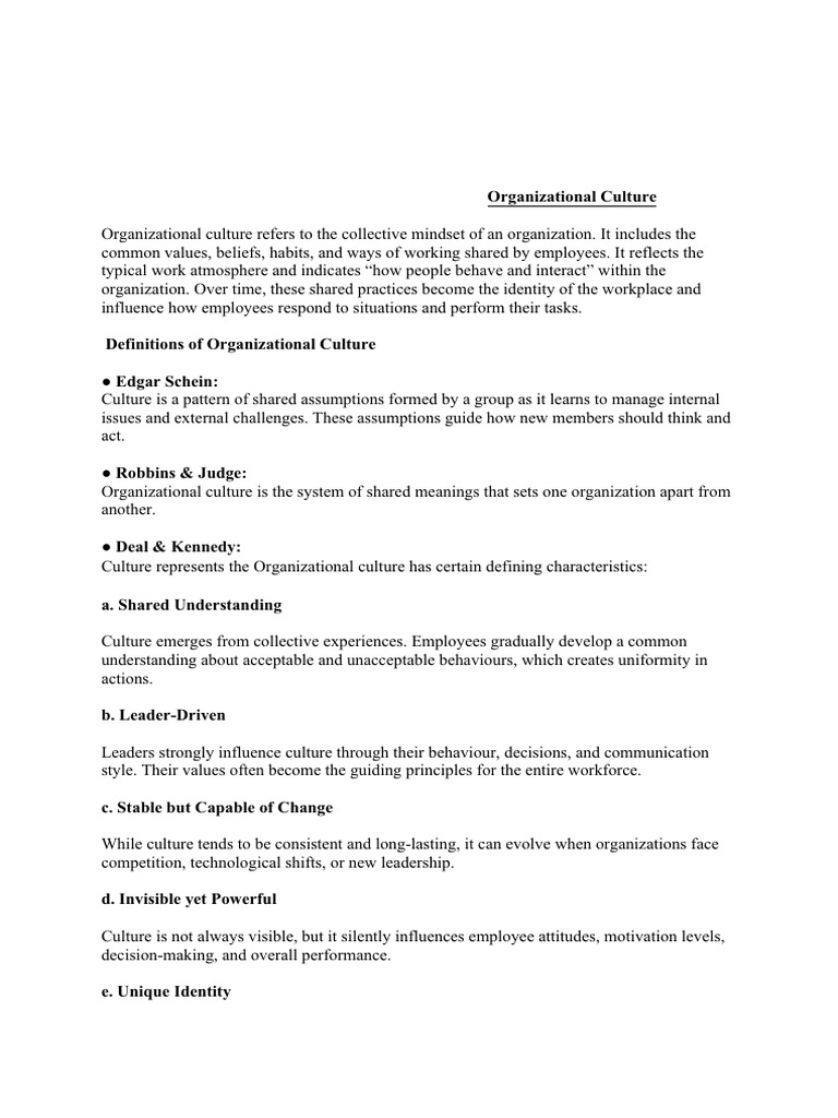 Organizational Culture | PDF | Leadership | Organizational Culture