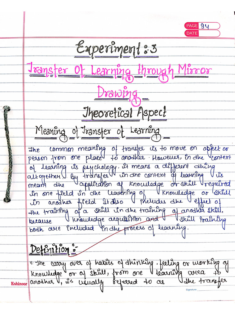 Transfer of Lerning English | PDF