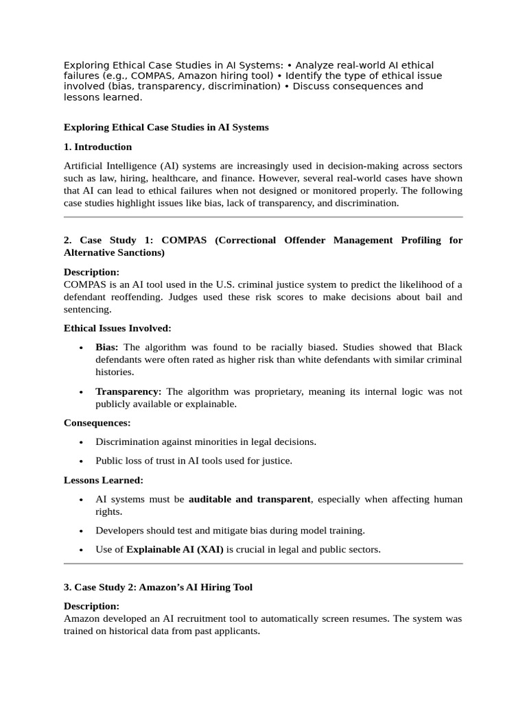 Ethical AI Case Studies and Fairness Metrics | PDF | Artificial ...