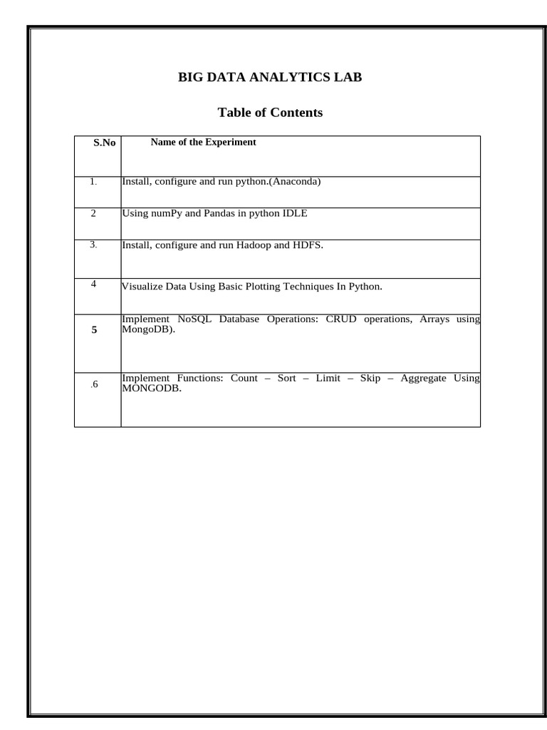 Big Data Analytics Lab Experiments Guide | PDF | Mongo Db | Databases