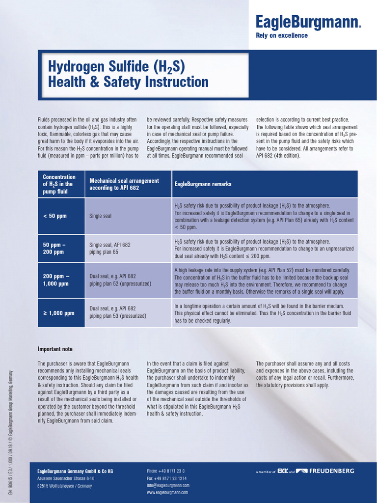H2S Safety Guidelines for Pump Seals | PDF | Materials | Chemical Compounds