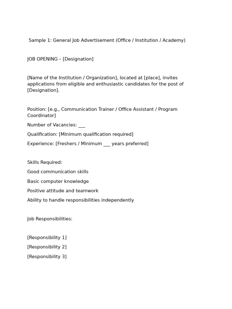 Job Openings for Various Positions | PDF