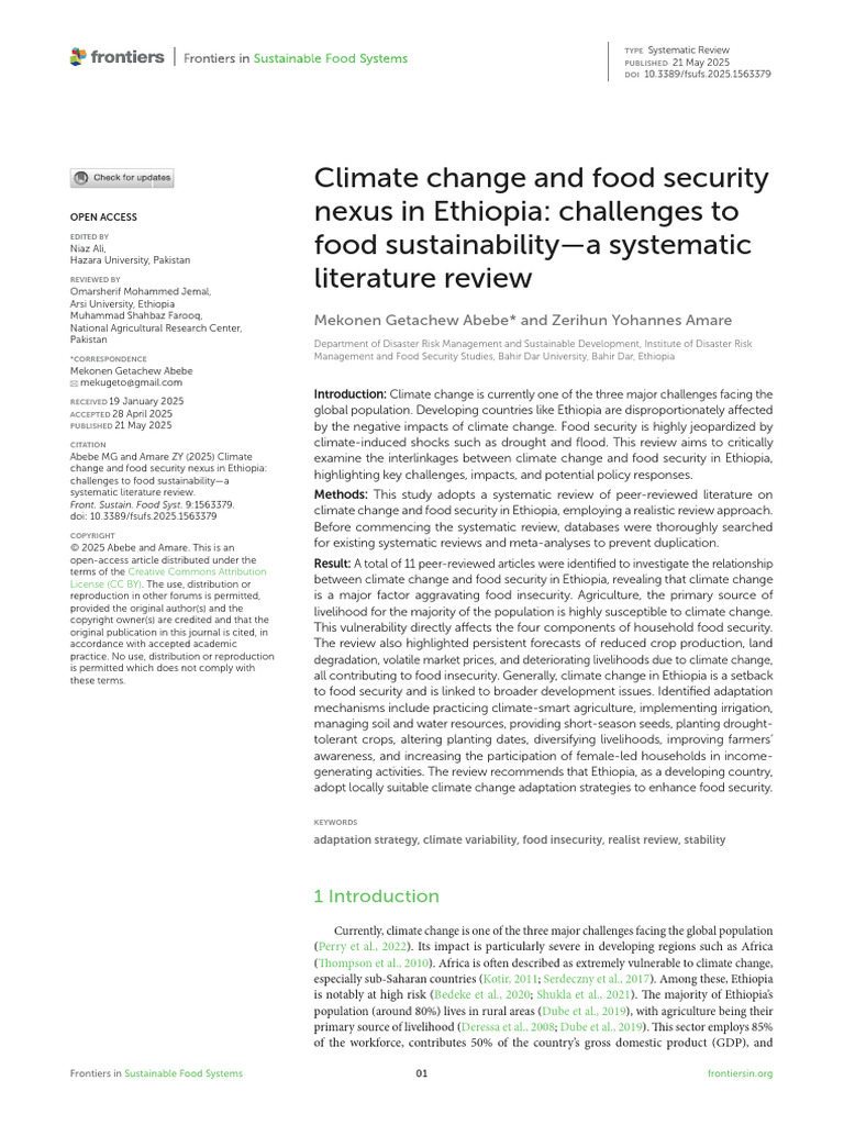 Climate Change and Food Security in Ethiopia | PDF | Food Security ...
