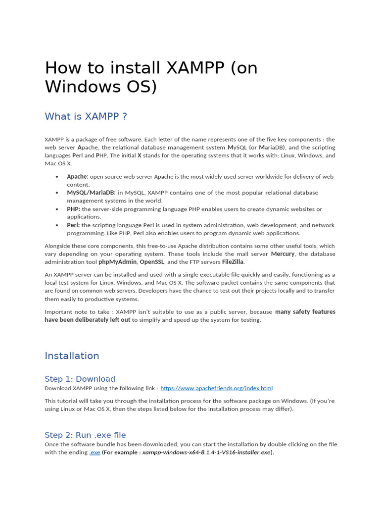 Install XAMPP on Windows: Step-by-Step Guide | PDF | Php | World Wide Web