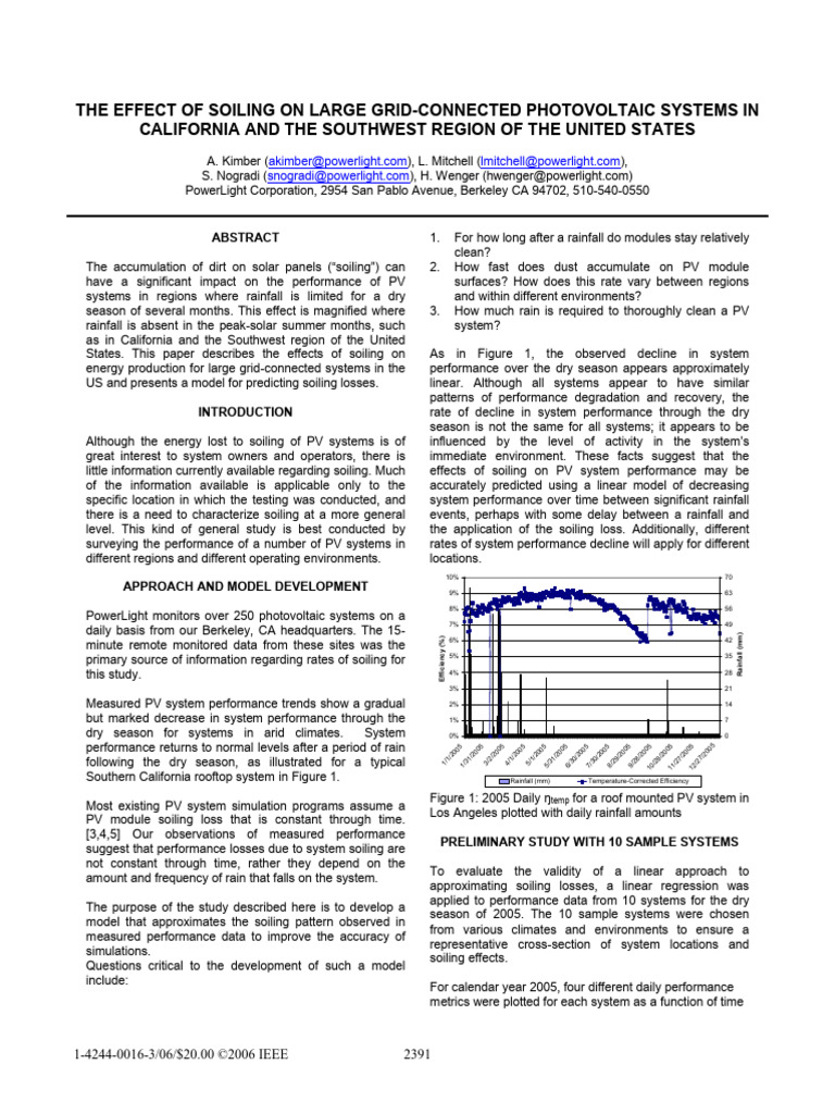 Soiling Impact on PV Systems in Southwest | PDF | Photovoltaic System ...