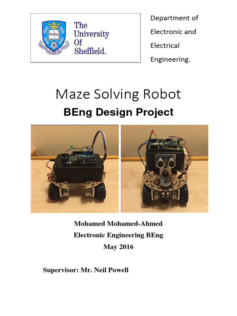 Maze Solving Robot Design Project | PDF | Electric Motor | Arduino