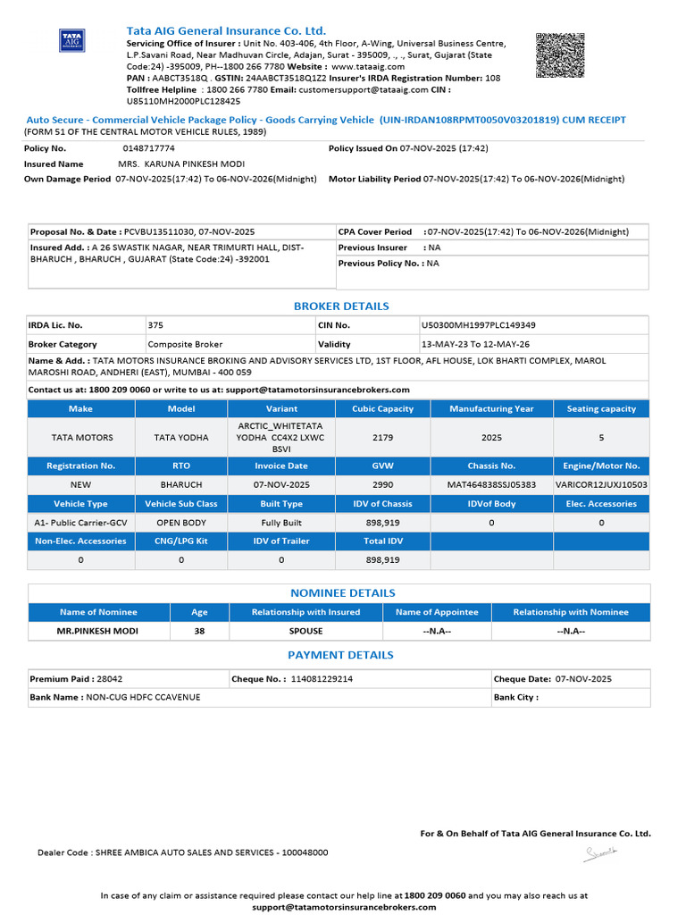 Karuna Pinkesh Modi | PDF | Insurance | Deductible