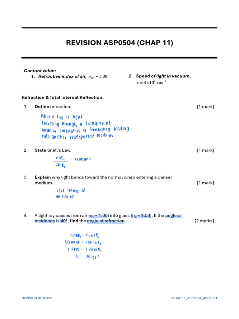 Refraction and Light Behavior Guide | PDF