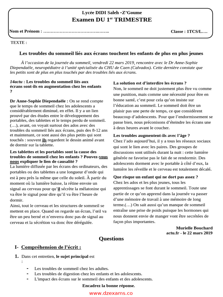 Troubles du sommeil chez les enfants et écrans | PDF | Sommeil ...