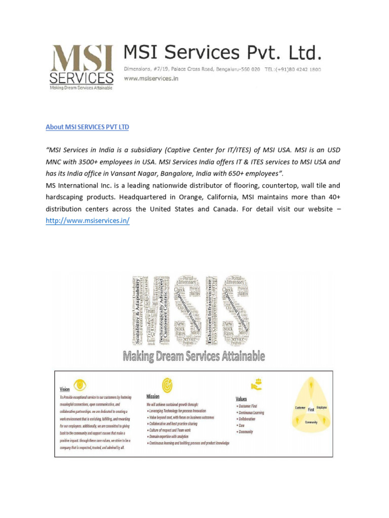MSI Services India Employee Benefits Overview | PDF | Employment | Business