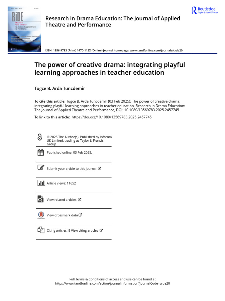Creative Drama in Teacher Education | PDF | Teachers | Creativity