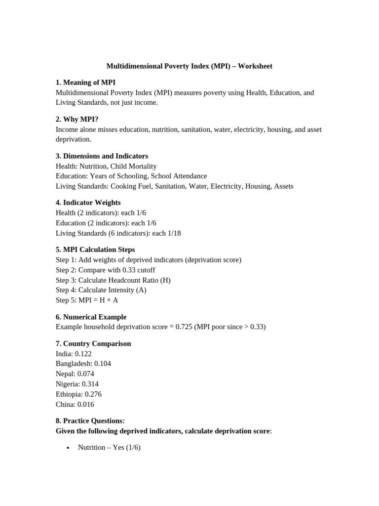 Understanding the Multidimensional Poverty Index | PDF