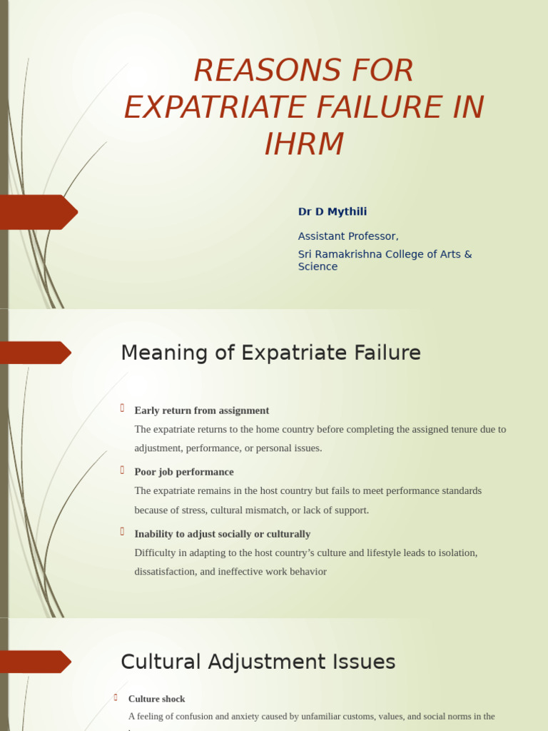 Expatriate Failure in IHRM: Key Factors | PDF | Communication | Leadership
