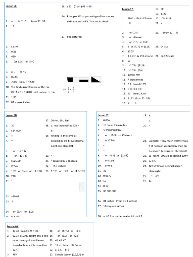 Math Lessons 56-60 Solutions | PDF | Chess Theory | Chess