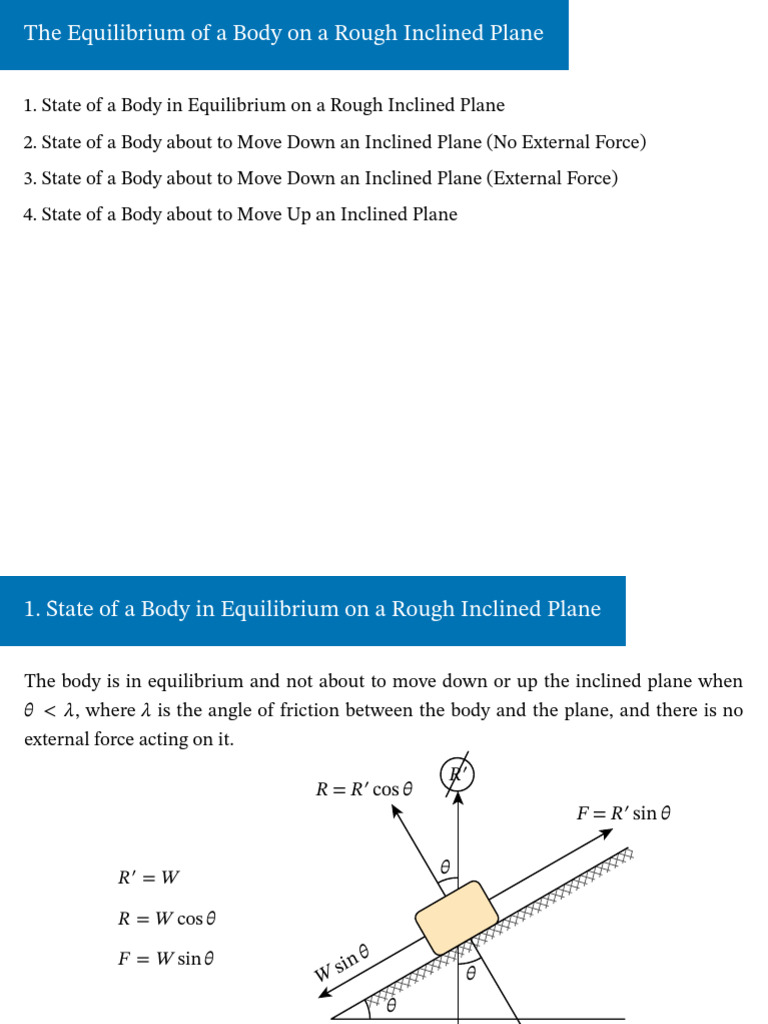 Equilibrium on Rough Inclined Planes | PDF | Force | Friction