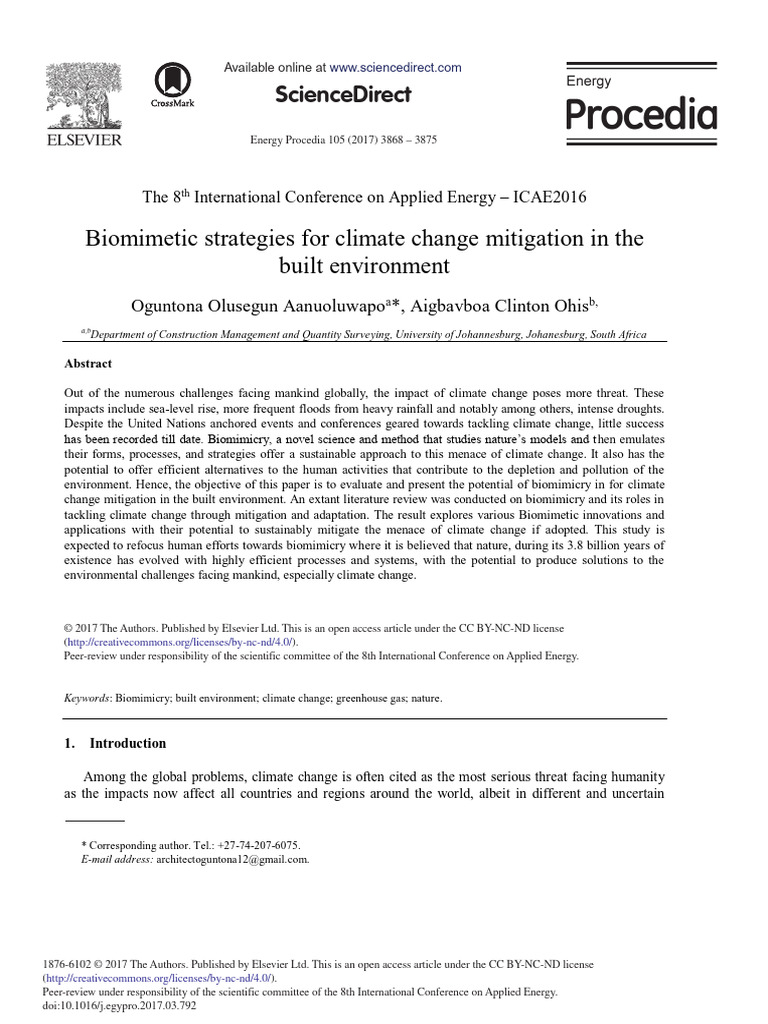 Biomimetic strategies for climate change mitigation in the | PDF