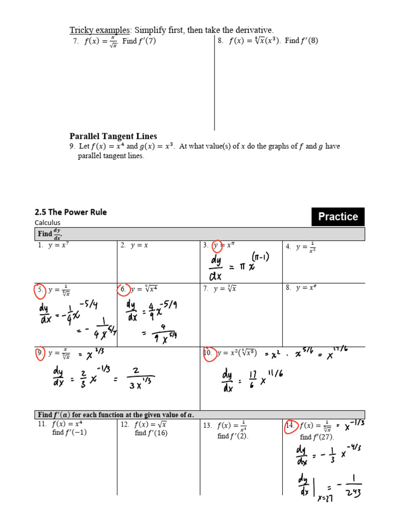 2.5 power rule | PDF | Tangent | Mathematical Analysis
