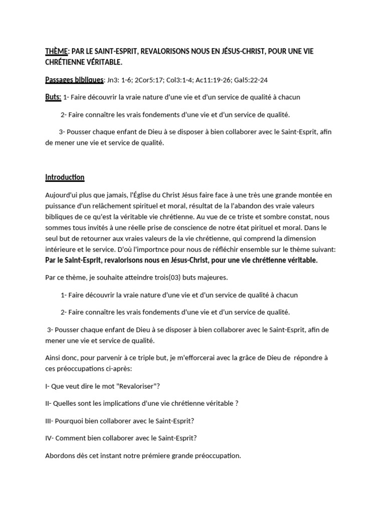 Revaloriser notre vie chrétienne en Christ | PDF | Saint-Esprit | Baptisme