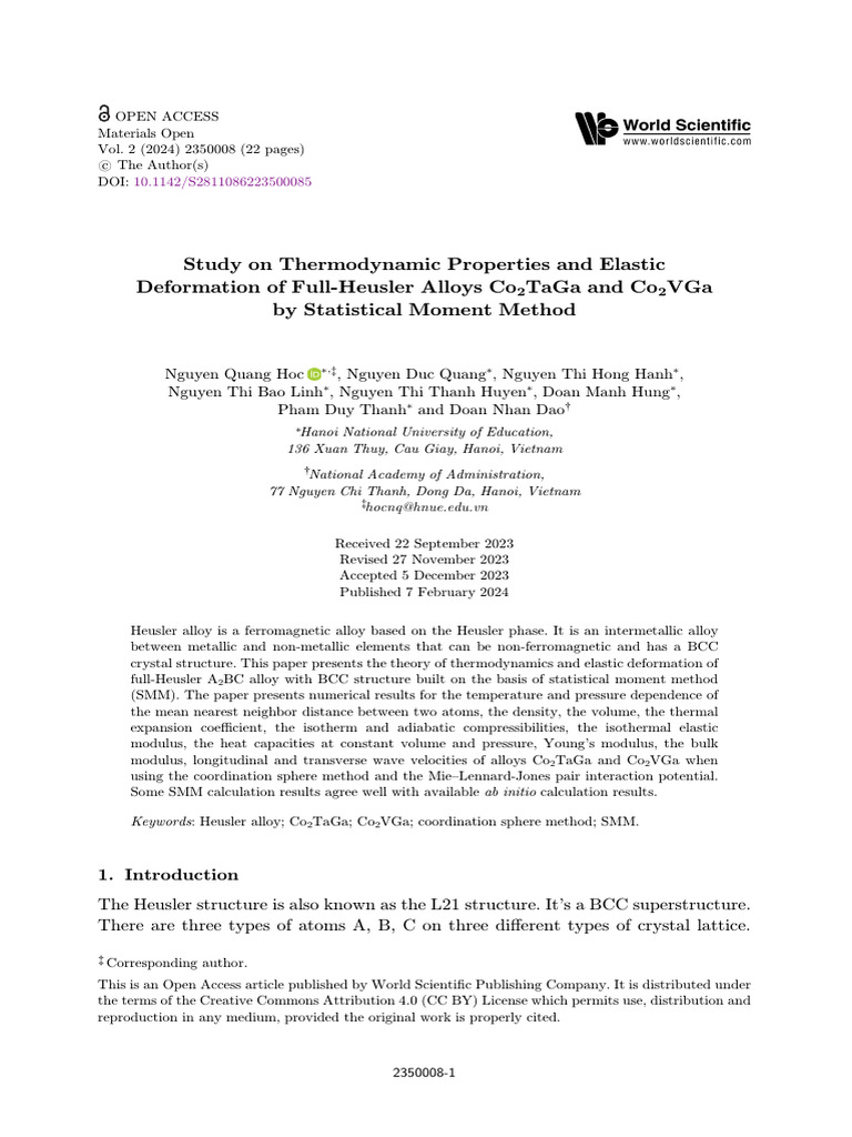 Thermodynamic Study of Co2TaGa and Co2VGa Alloys | PDF | Elasticity ...