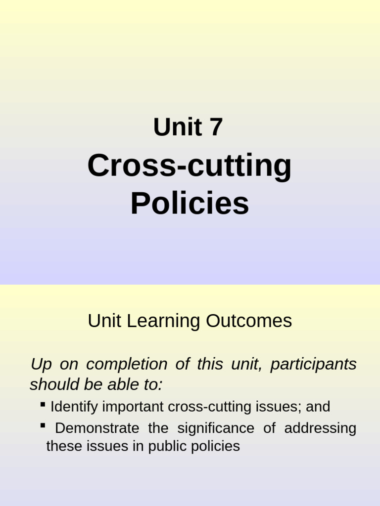 Cross-Cutting Policies for Development | PDF | Policy | Empowerment