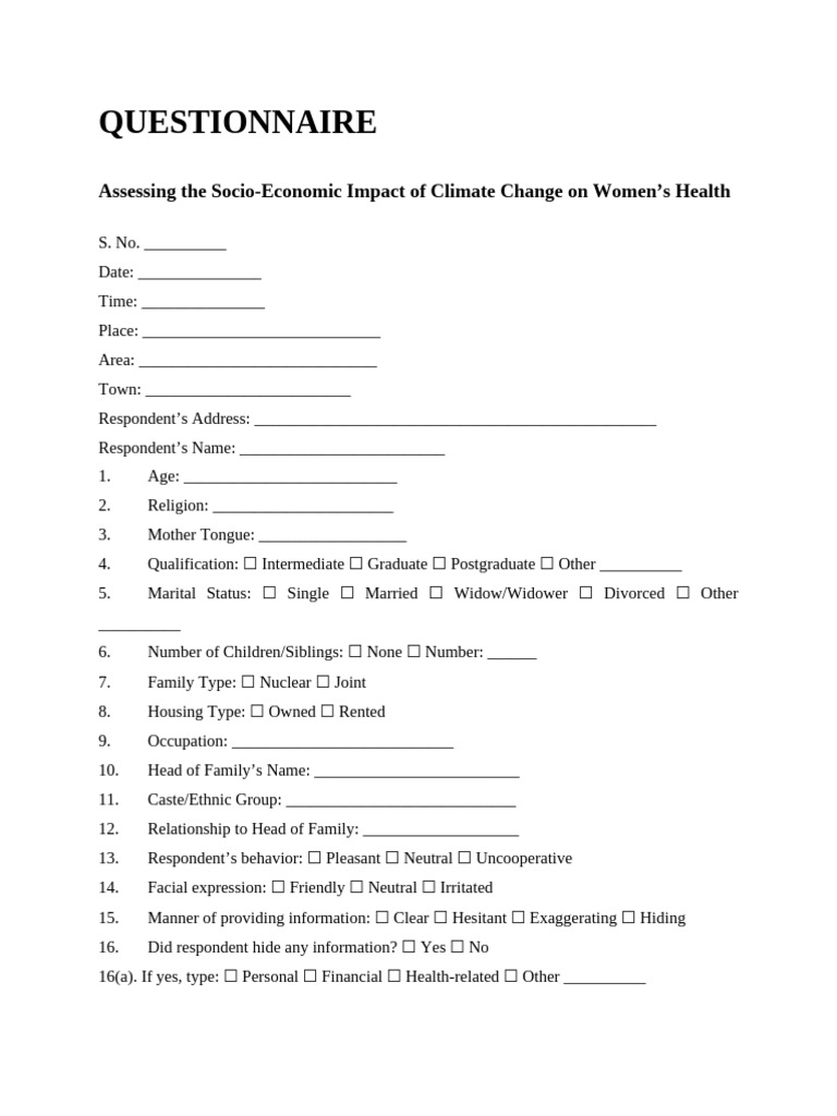 Iqra Mehtab's Questionnaire Final | PDF | Heat Wave | Climate Change