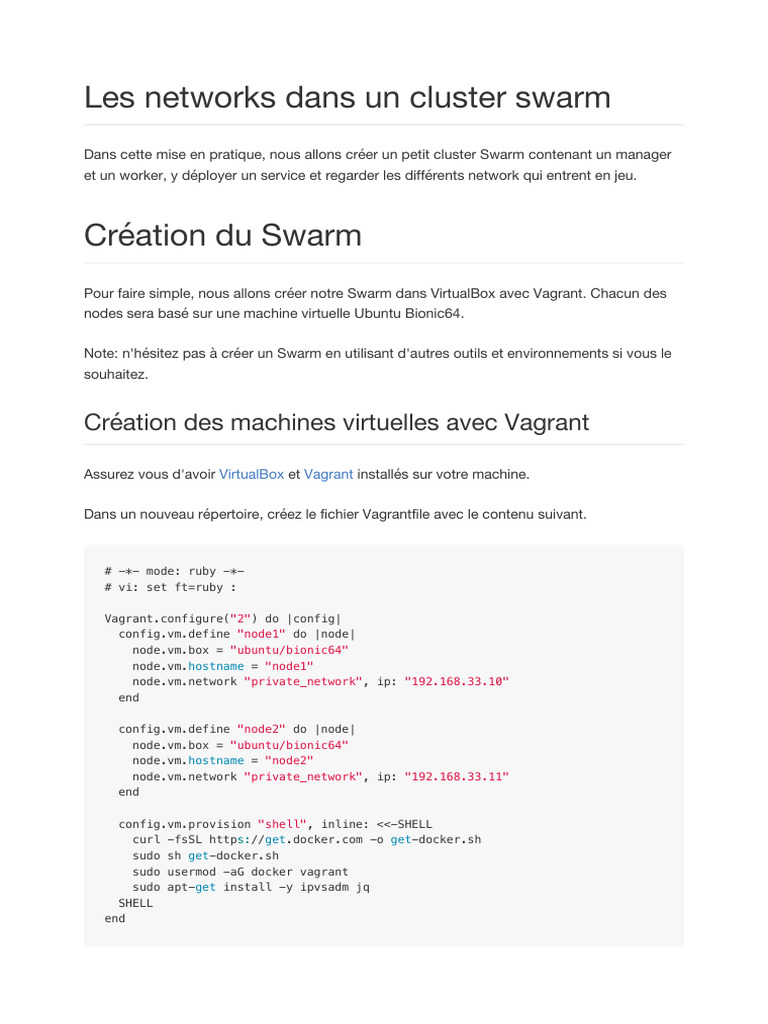 Networks dans un cluster Swarm Docker | PDF | Protocoles réseau ...