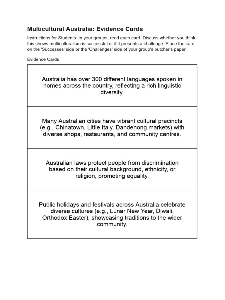 Multiculturalism in Australia: Successes & Challenges | PDF ...