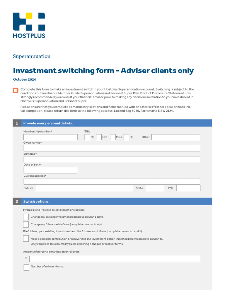 HP2731 Investment Switching Form | PDF | Option (Finance) | Investing