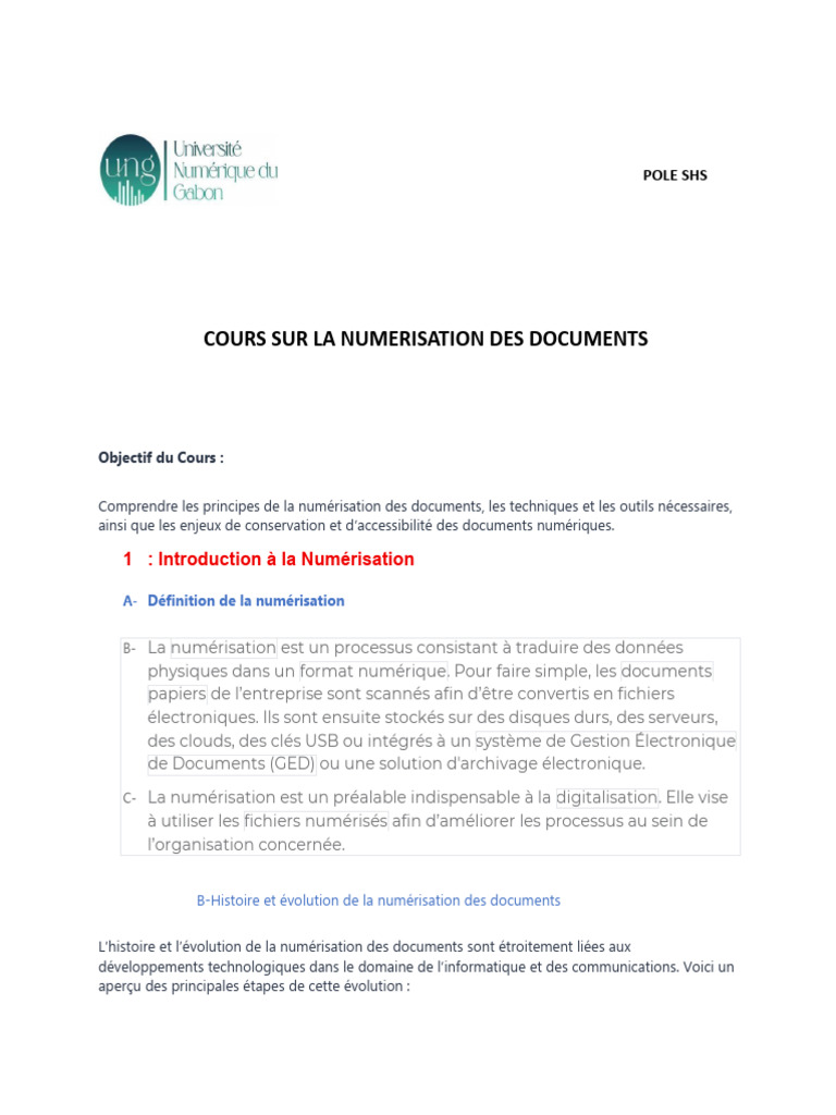Cours sur la Numérisation des Documents | PDF | Scanner (informatique ...