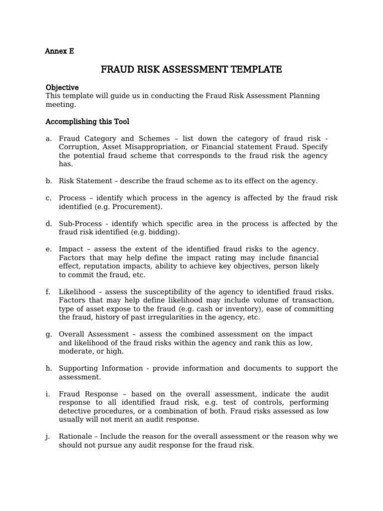 Fraud Risk Assessment Template Guide | PDF | Risk | Risk Assessment