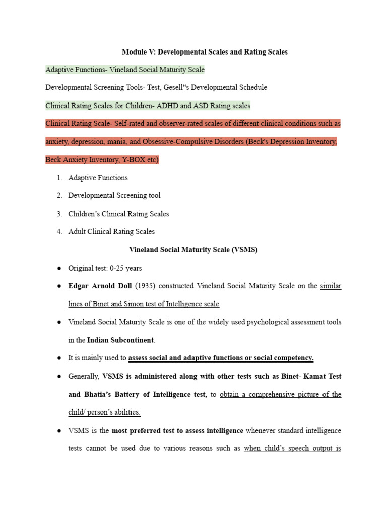 Developmental and Clinical Rating Scales | PDF | Autism | Nonverbal ...