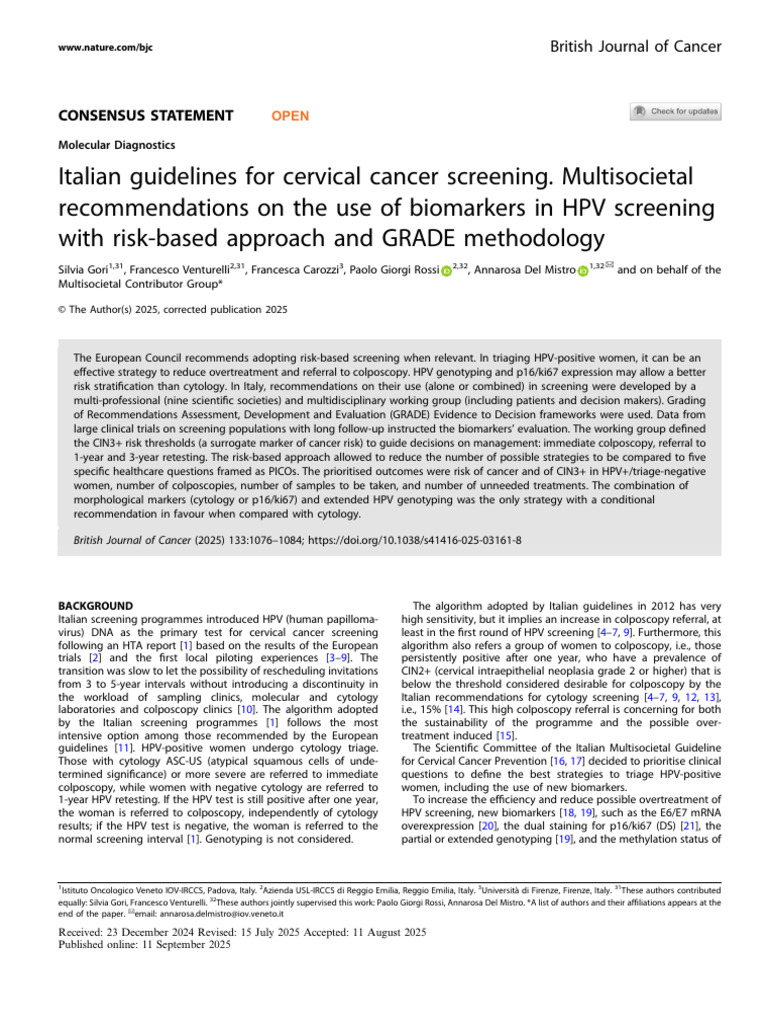 41416_2025_Article_3161 | PDF | Cervical Cancer | Medicine