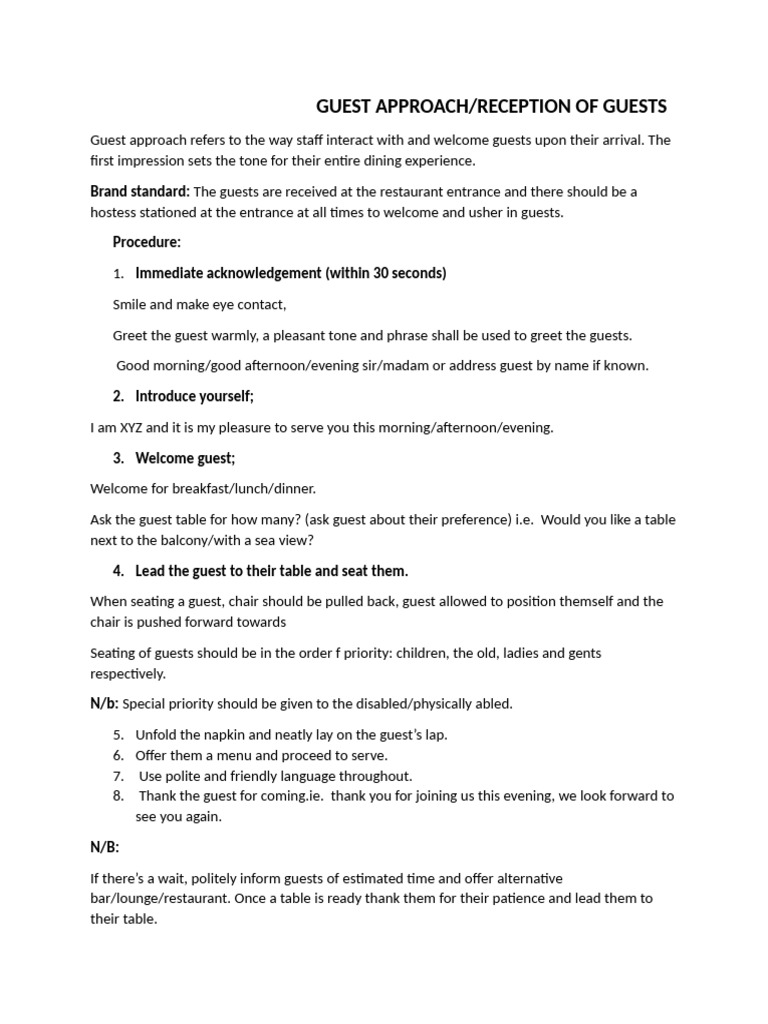 Guest Reception Best Practices Guide | PDF