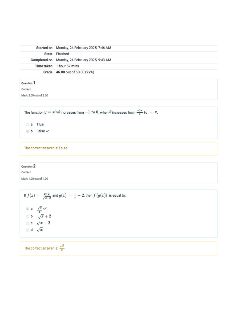 Math Exam Results and Analysis | PDF | Zero Of A Function | Function ...
