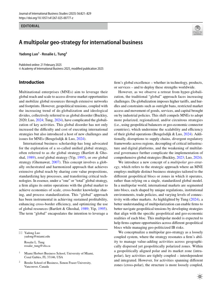 Multipolar Geo-Strategy in International Business | PDF | Polarity ...
