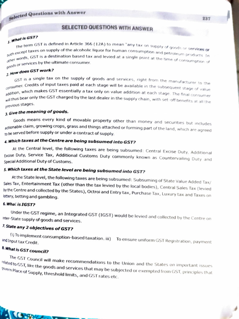 2 Marks GST Questions | PDF