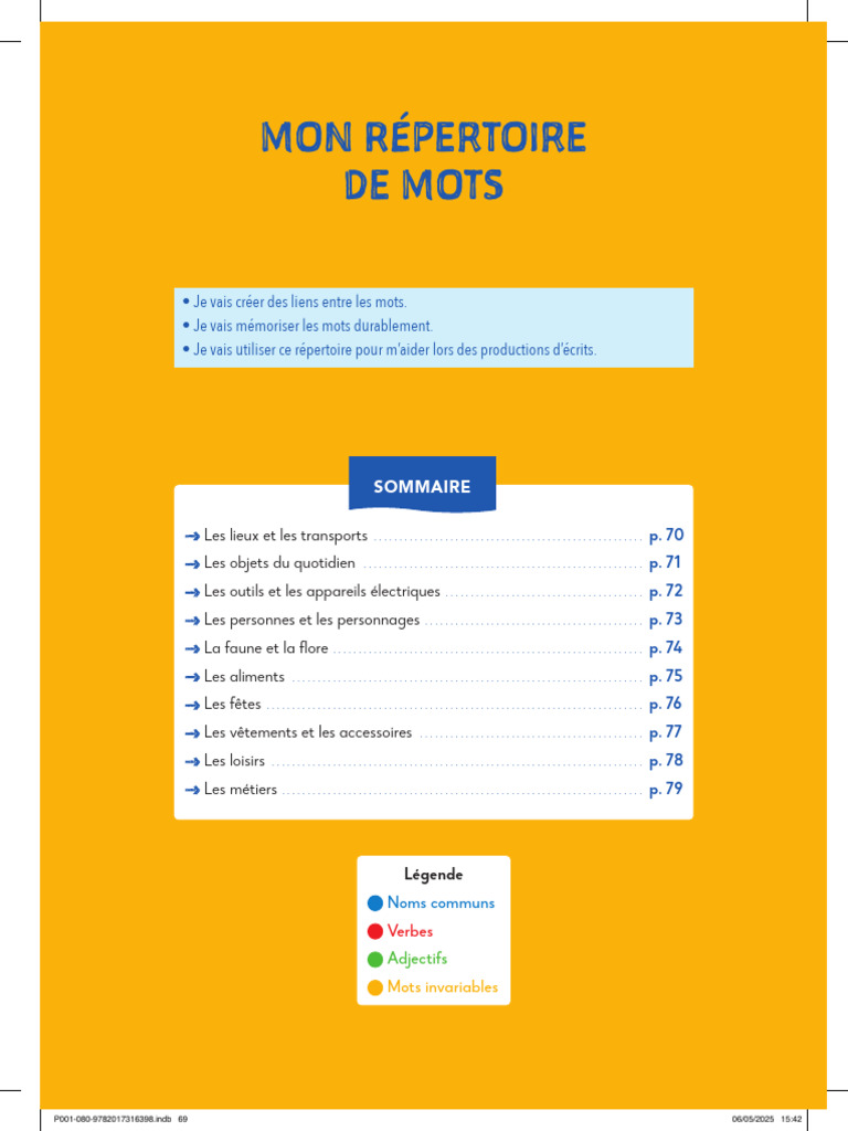 Répertoire de mots pour écrits | PDF | Fruit | Chemise