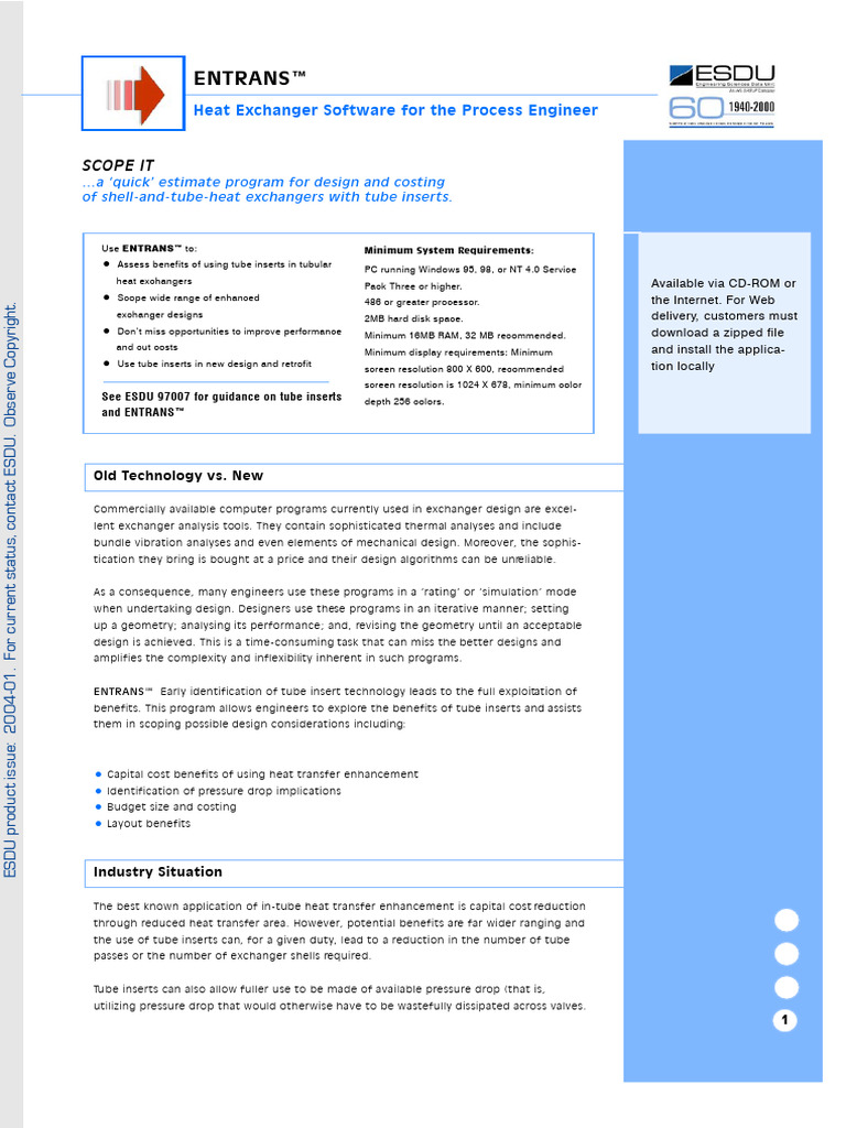 ENTRANS™: Tube Insert Design Software | PDF | Heat Transfer | Area
