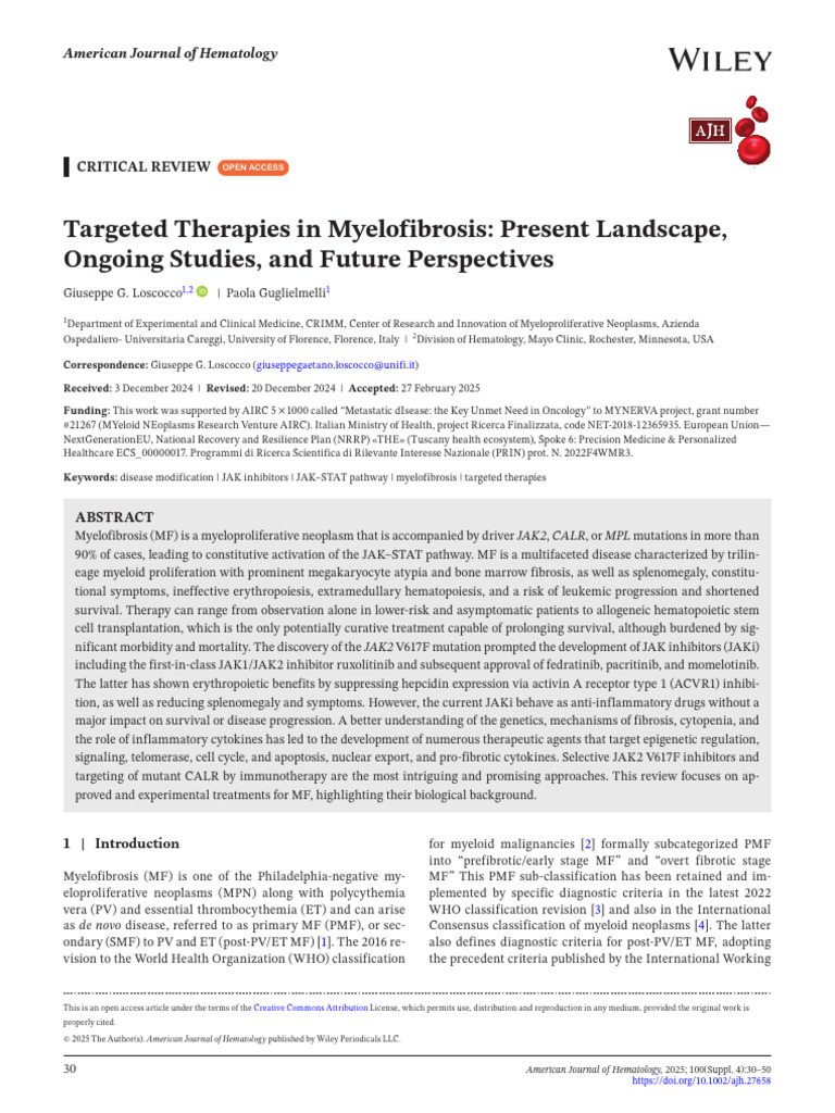 Targeted Therapies in Myelofibrosis | PDF | Cell Biology | Biology